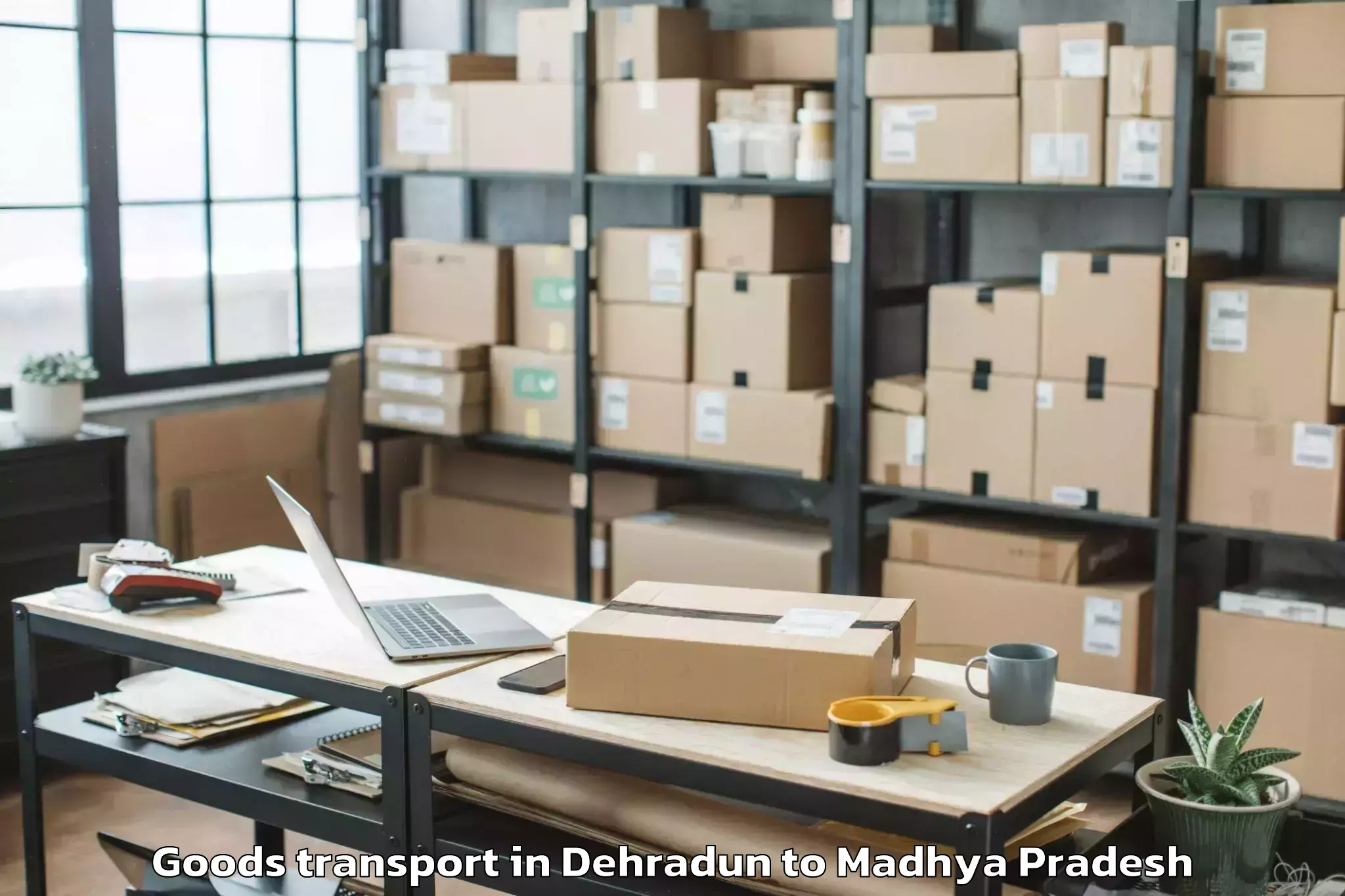 Trusted Dehradun to Iit Indore Goods Transport